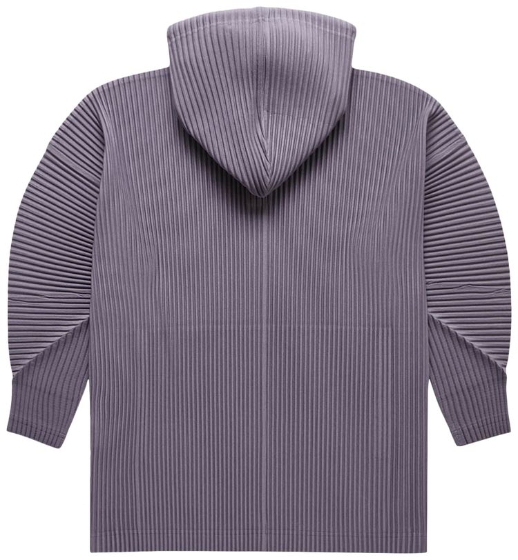 Homme Plisse Issey Miyake Pleated Drawstring Hoodie PurpleGrey
