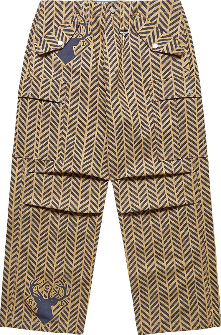 Reese Cooper Brushed Canvas Cargo Pants Herringbone Print