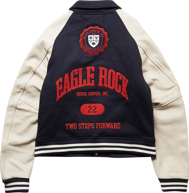 Reese Cooper Two Steps Forward Wool Varsity Jacket Bone