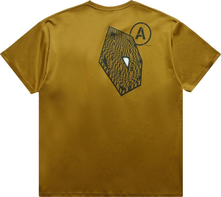 Acronym Ribbed Crewneck Logo Print T Shirt Coyote