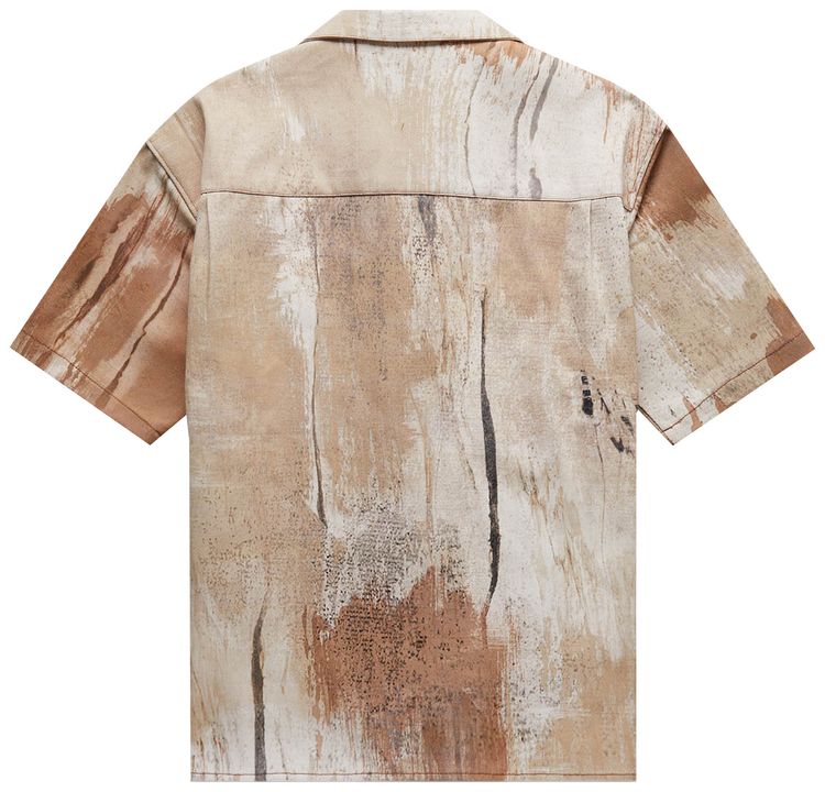 Andersson Bell Tawney Beige Print Open Collar Shirt Sand