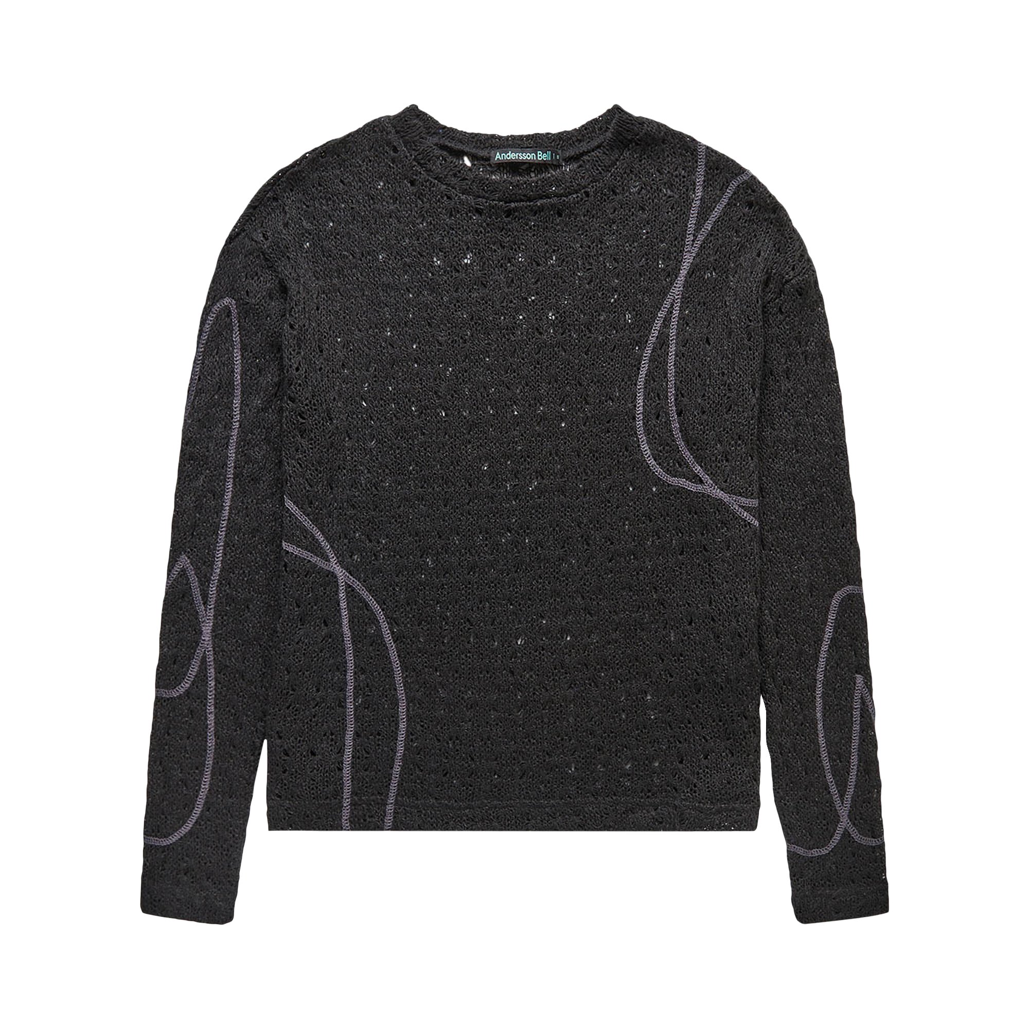 Buy Andersson Bell Watton Net Crewneck Sweater 'Black' - ATB862M