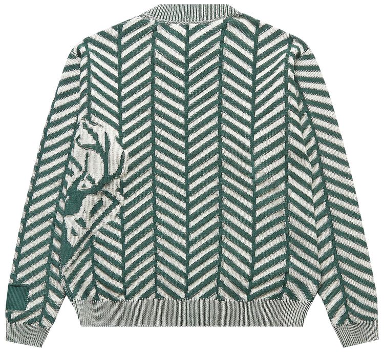 Reese Cooper Herringbone Knit Sweater Forest Green