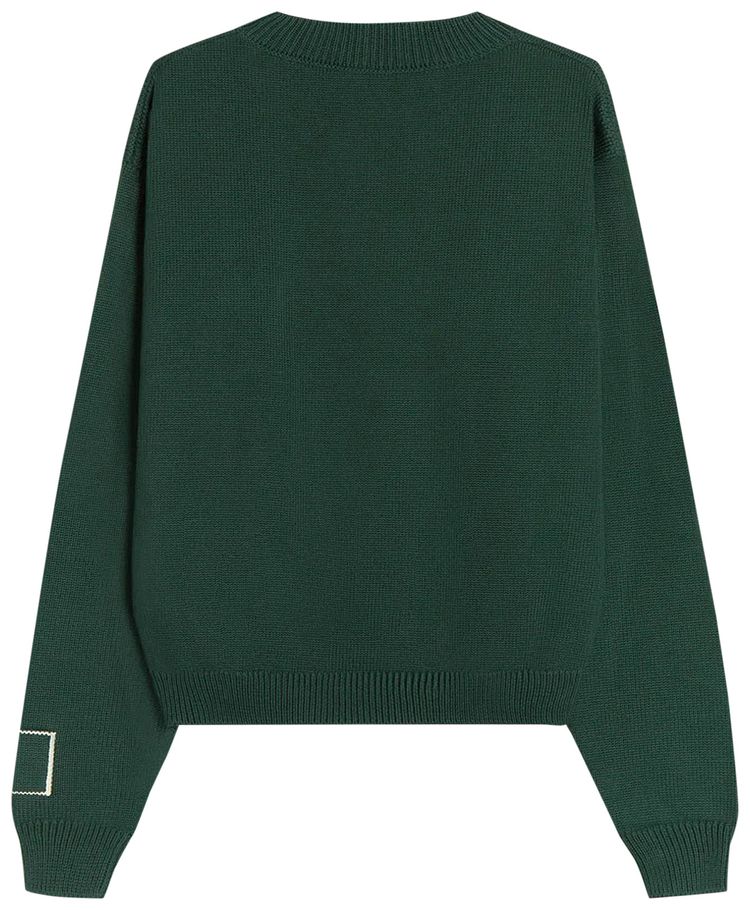 Reese Cooper Intarsia Knit Sweater Forest Green