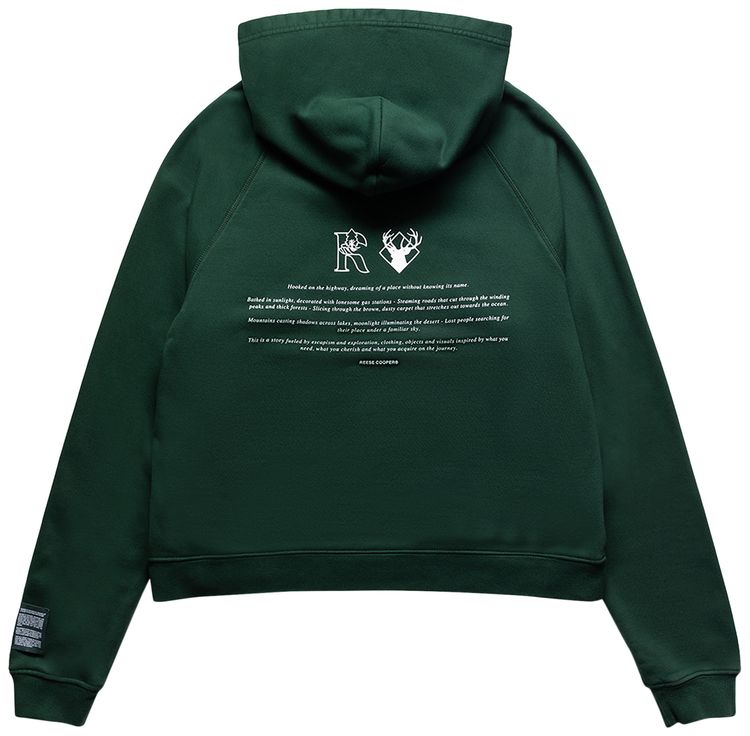 Reese Cooper Tree Script Hooded Sweatshirt Forest Green