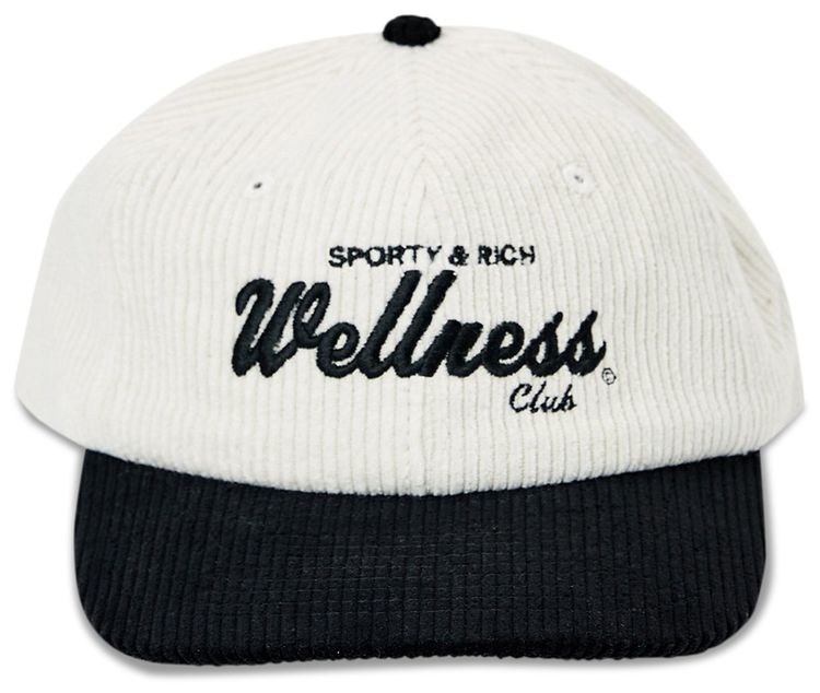 Sporty  Rich Wellness Club Corduroy Hat BlackWhite