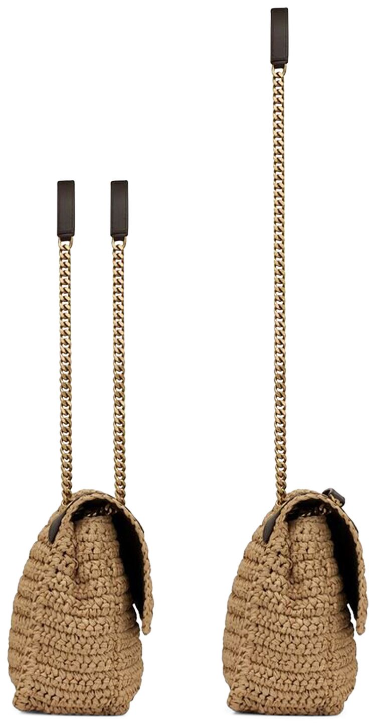 Saint Laurent Medium Niki Raffia Shoulder Bag Tan