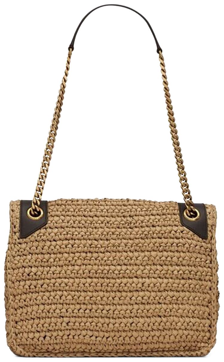 Saint Laurent Medium Niki Raffia Shoulder Bag Tan