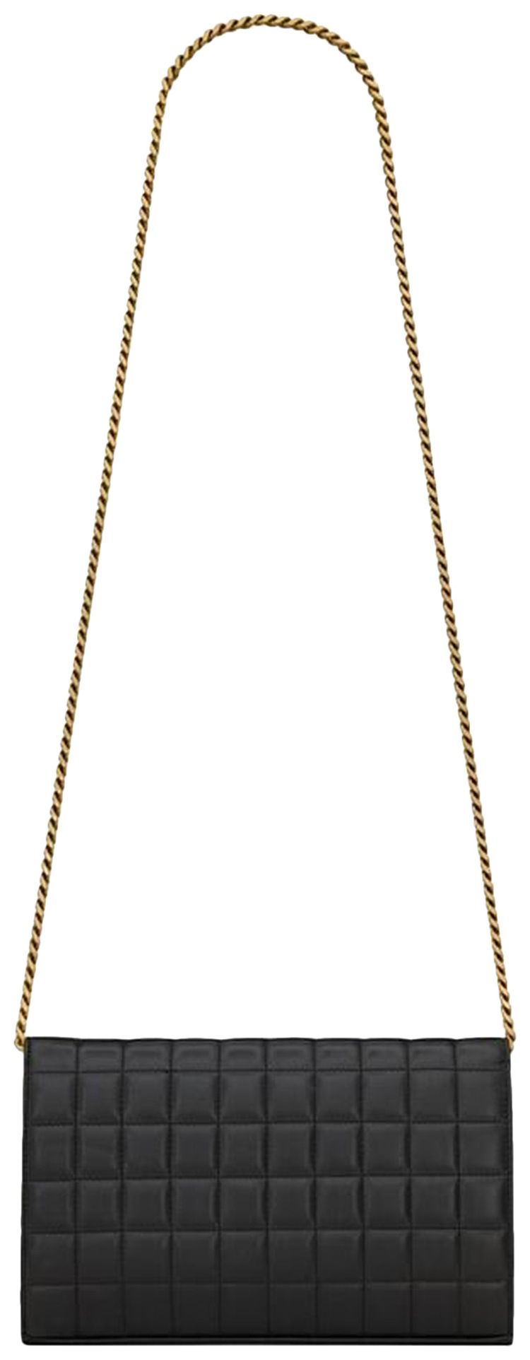 Saint Laurent Logo Plaque Quilted Chain Wallet Black