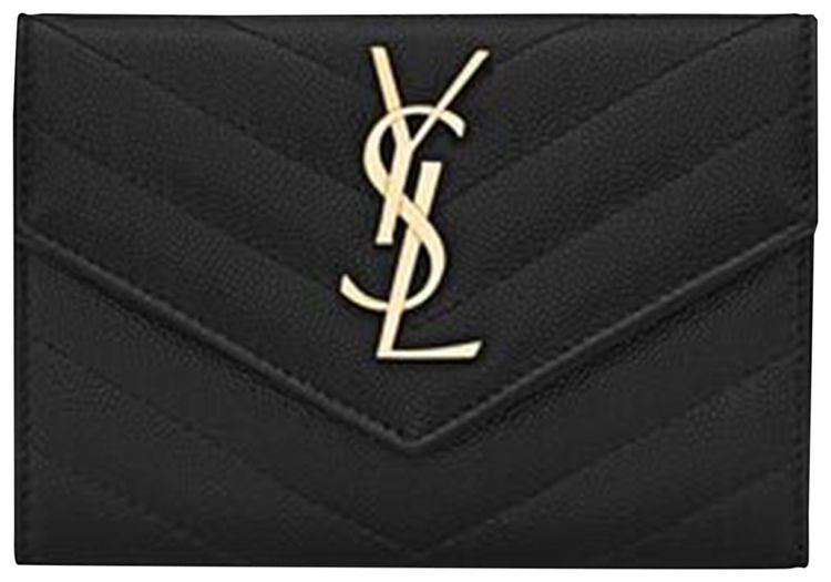Saint Laurent Cassandre Matelasse Small Envelope Wallet Black