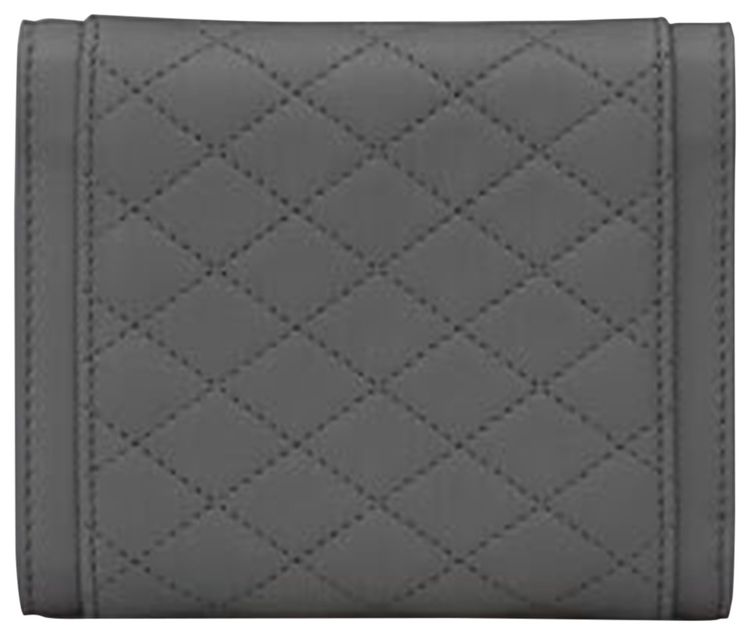 Saint Laurent Logo Plaque Leather Wallet Storm