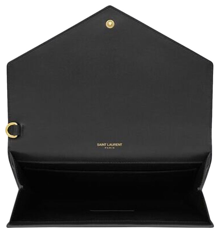 Saint Laurent Logo Plaque Clutch Bag Black