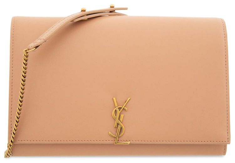 Saint Laurent Cassandre Logo Plaque Wallet Vintage Peach