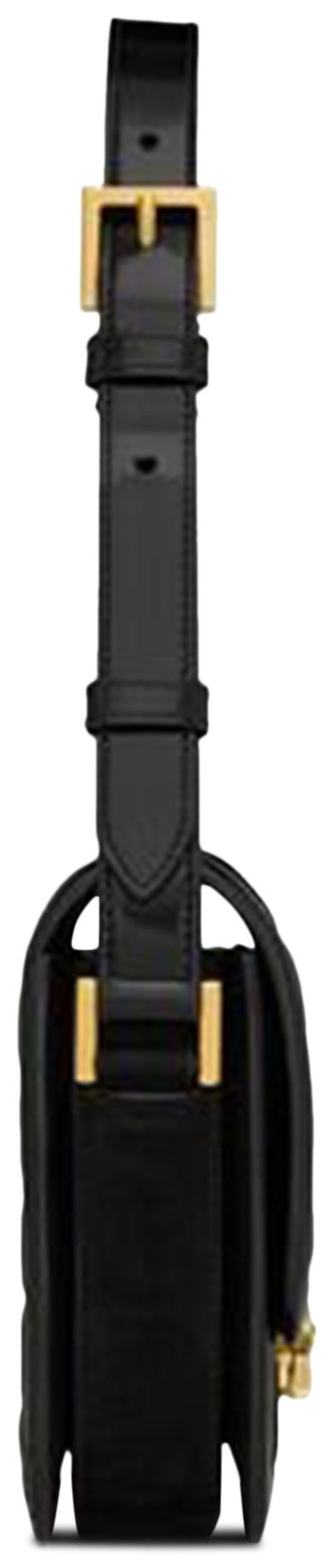 Saint Laurent Logo Plaque Quilted Shoulder Bag Black