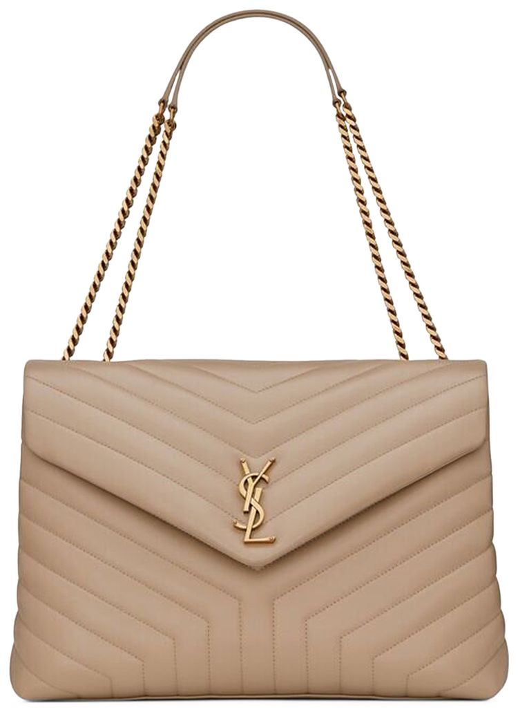 Saint Laurent Large Loulou Shoulder Bag Dark Beige