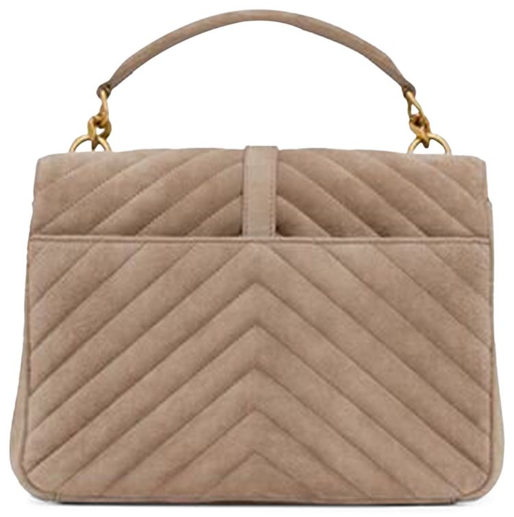 Saint Laurent College Quilted Shoulder Bag Taupe