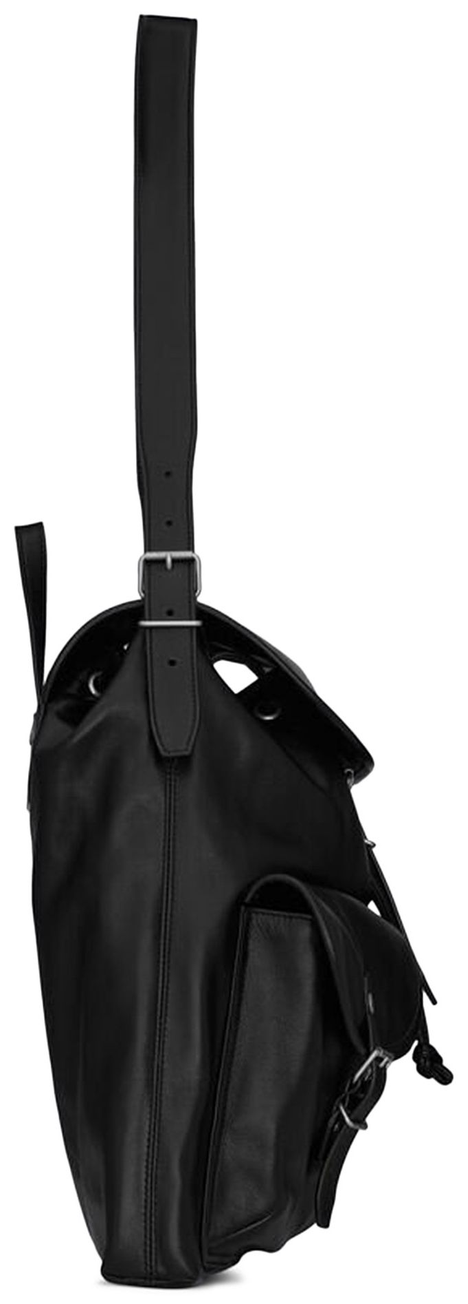 Saint Laurent Flap Pocket Buckled Shoulder Bag Black