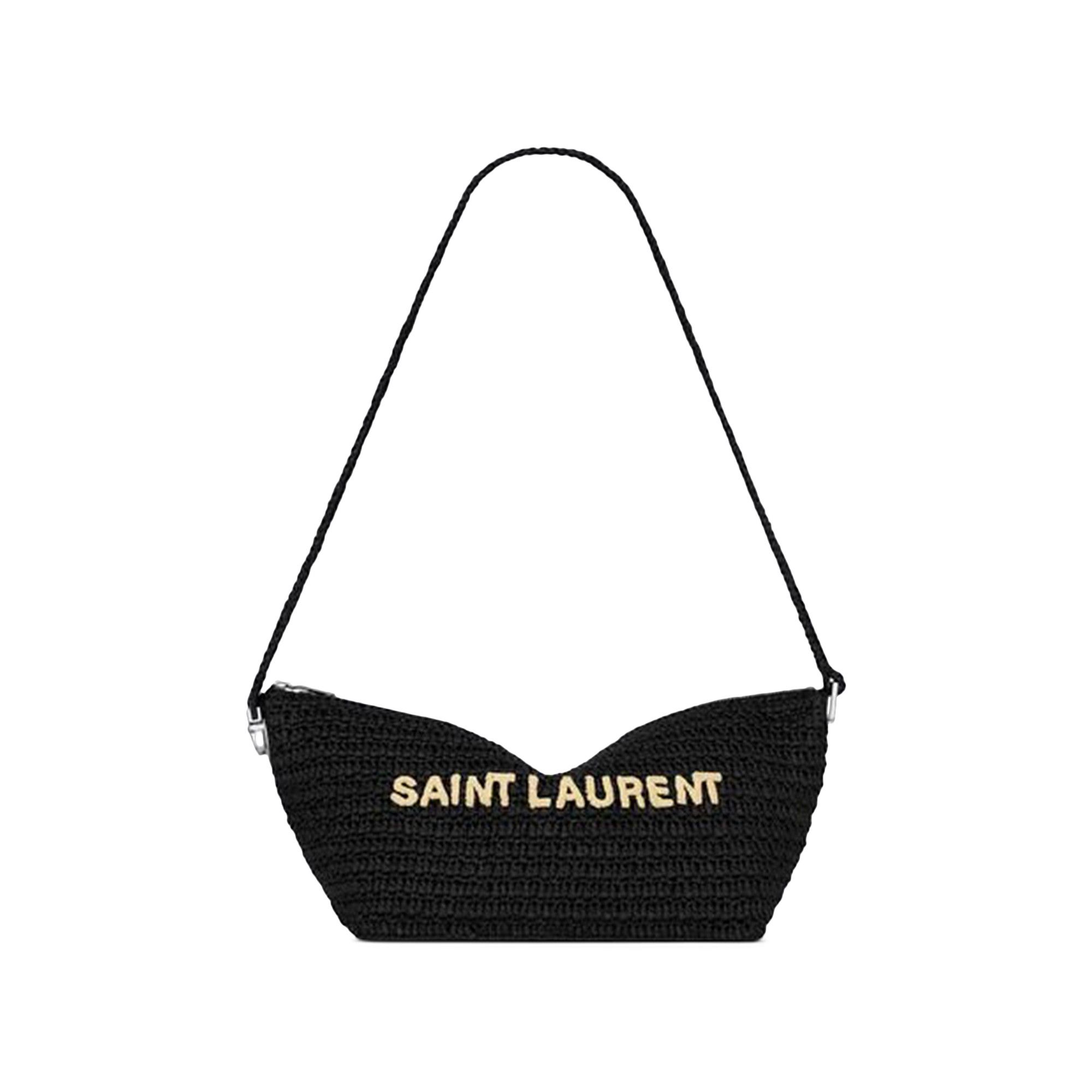 Buy Saint Laurent Embroidered Logo Shoulder Bag 'Black/Natural