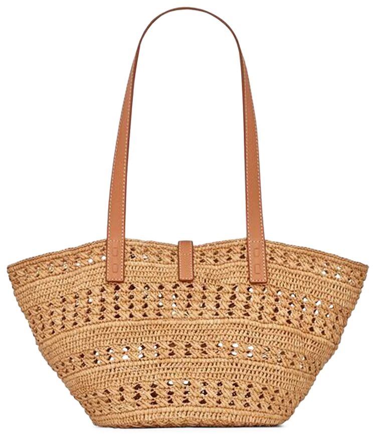 Saint Laurent Pannier Straw Tote Bag NaturalBrick