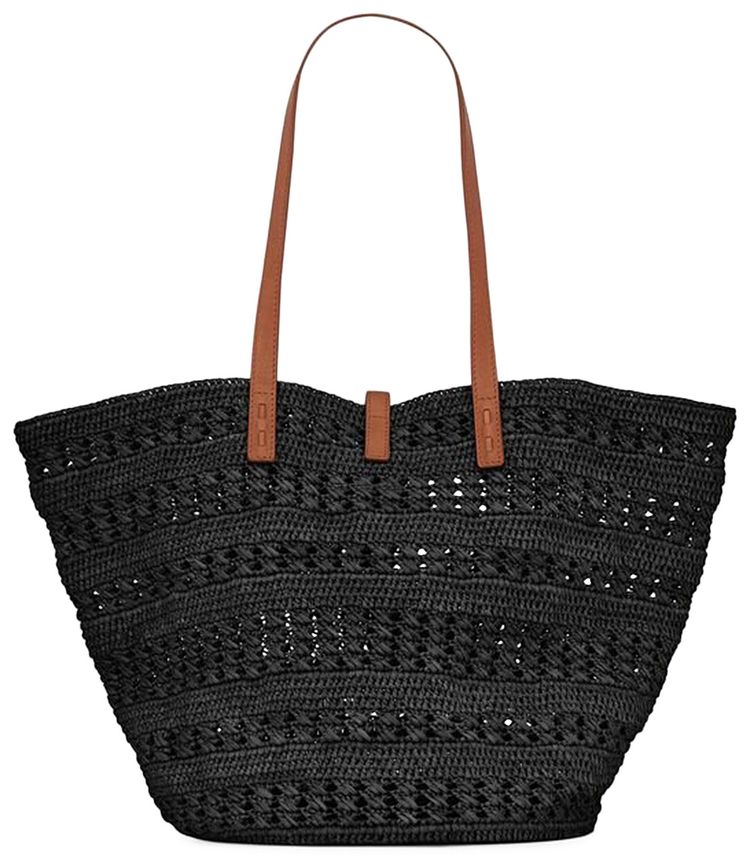 Saint Laurent Plaque Woven Tote Bag BlackBrick