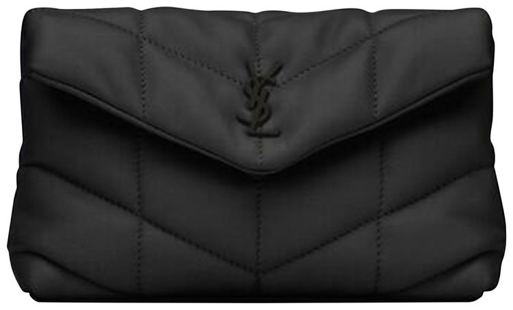 Saint Laurent Puffer Logo Plaque Clutch Bag Black