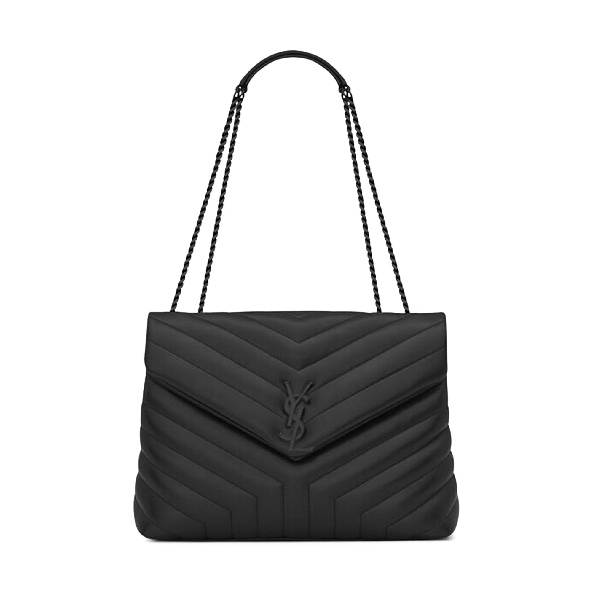 Buy Saint Laurent Loulou Quilted Logo Plaque Bag 'Black
