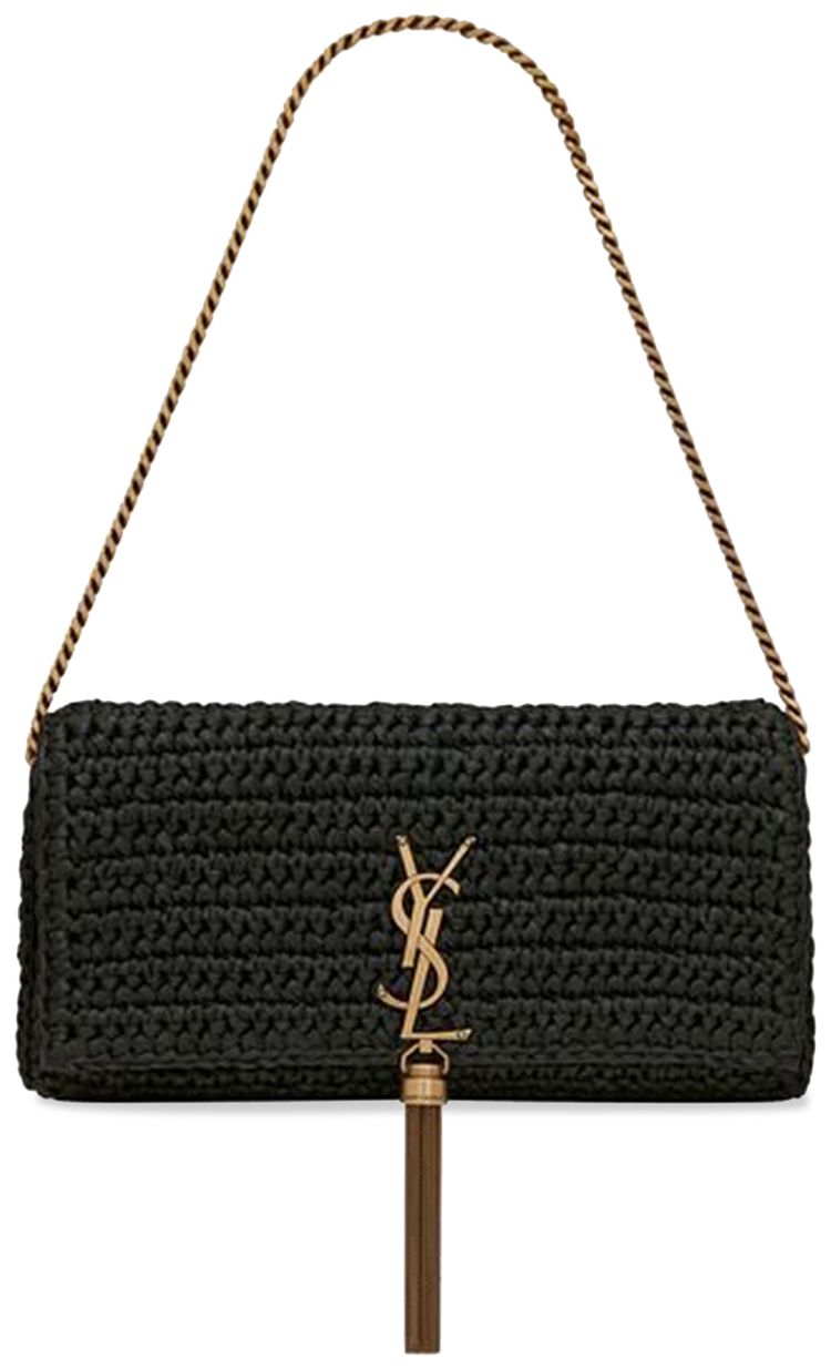 Saint Laurent Kate 99 Woven Shoulder Bag Black