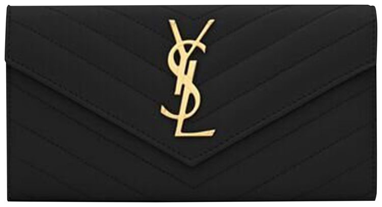 Saint Laurent Cassandre Matelasse Large Flap Wallet Black