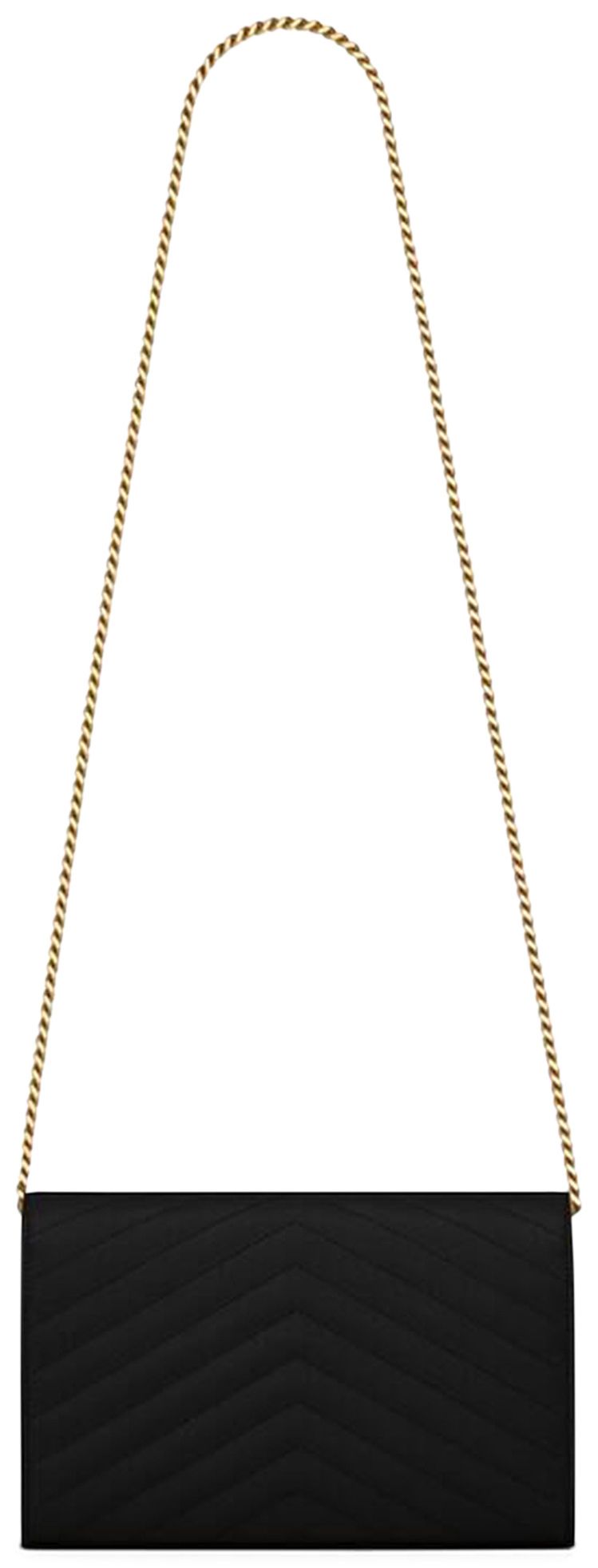 Saint Laurent Cassandre Matelasse Chain Wallet Black