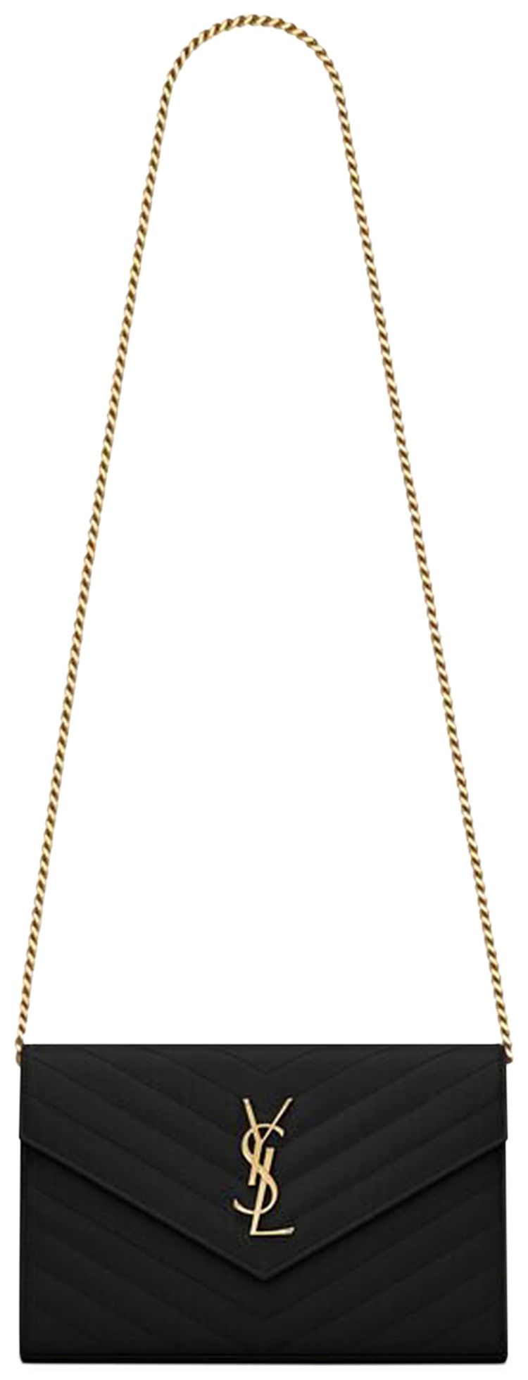 Saint Laurent Cassandre Matelasse Chain Wallet Black