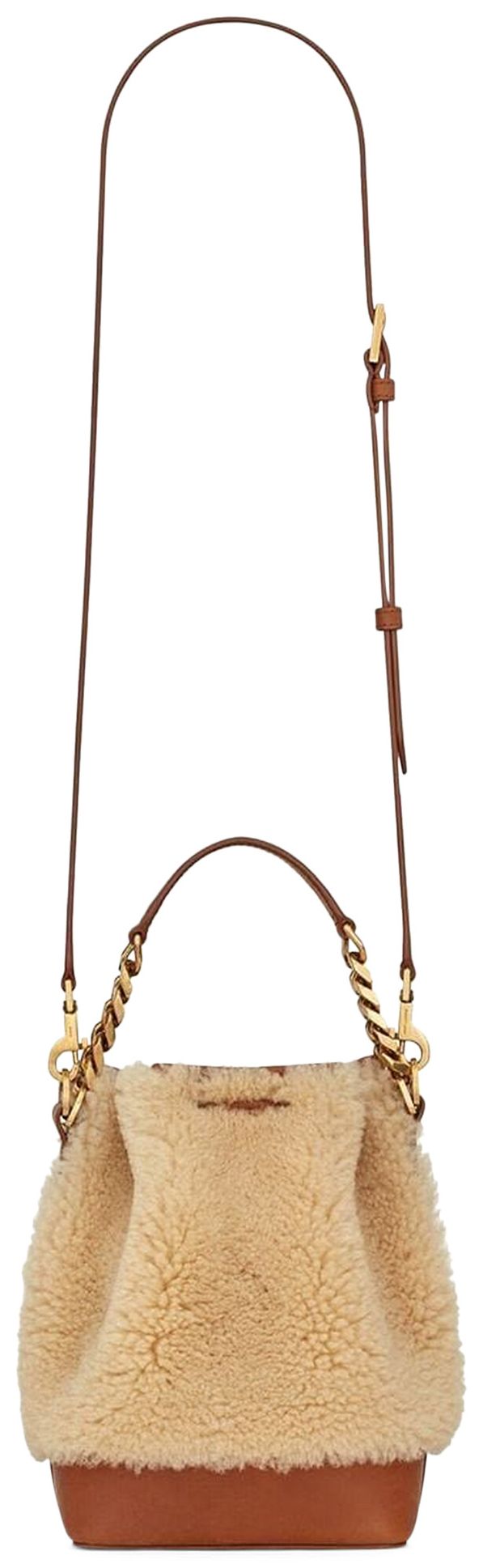 Saint Laurent Shearling Bucket Bag Natural BeigeBrick