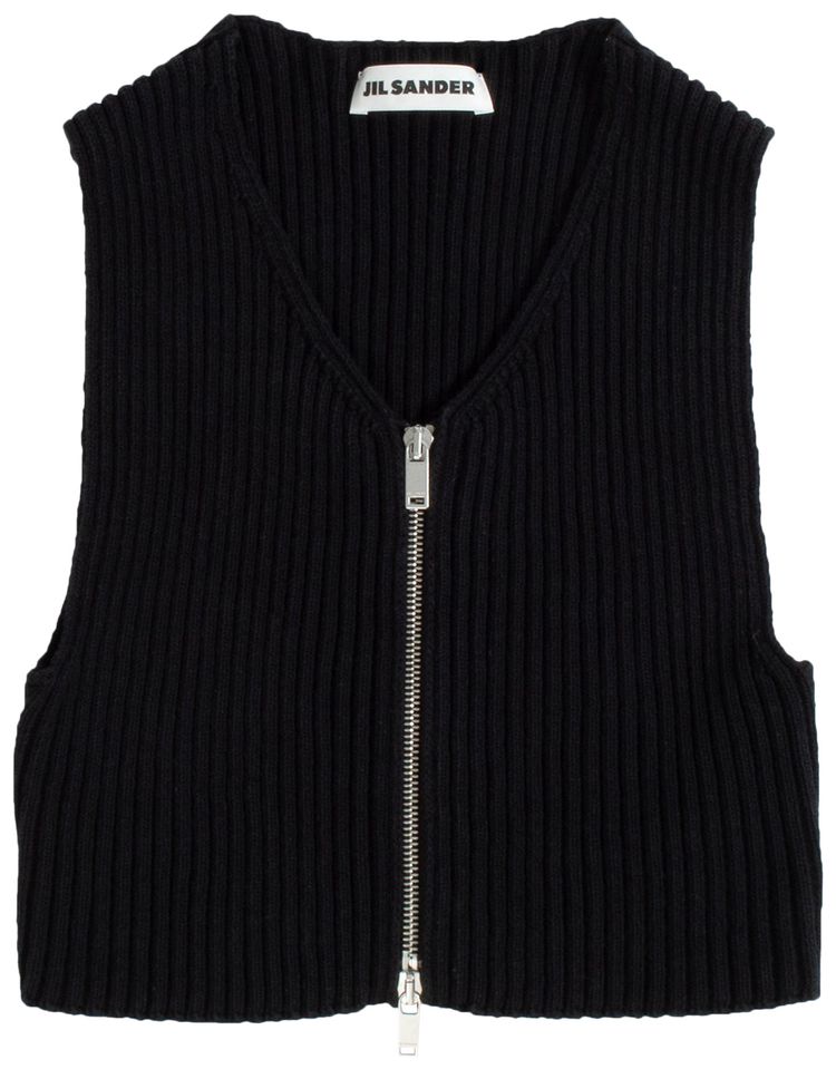 Jil Sander Rib Knit Vest Top Black