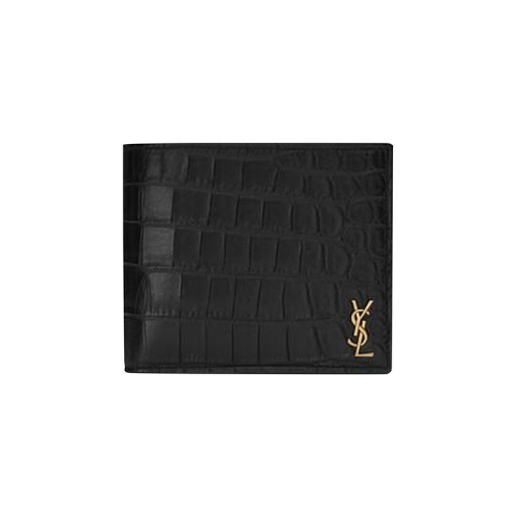 Saint Laurent Tiny Cassandre EastWest Wallet Black