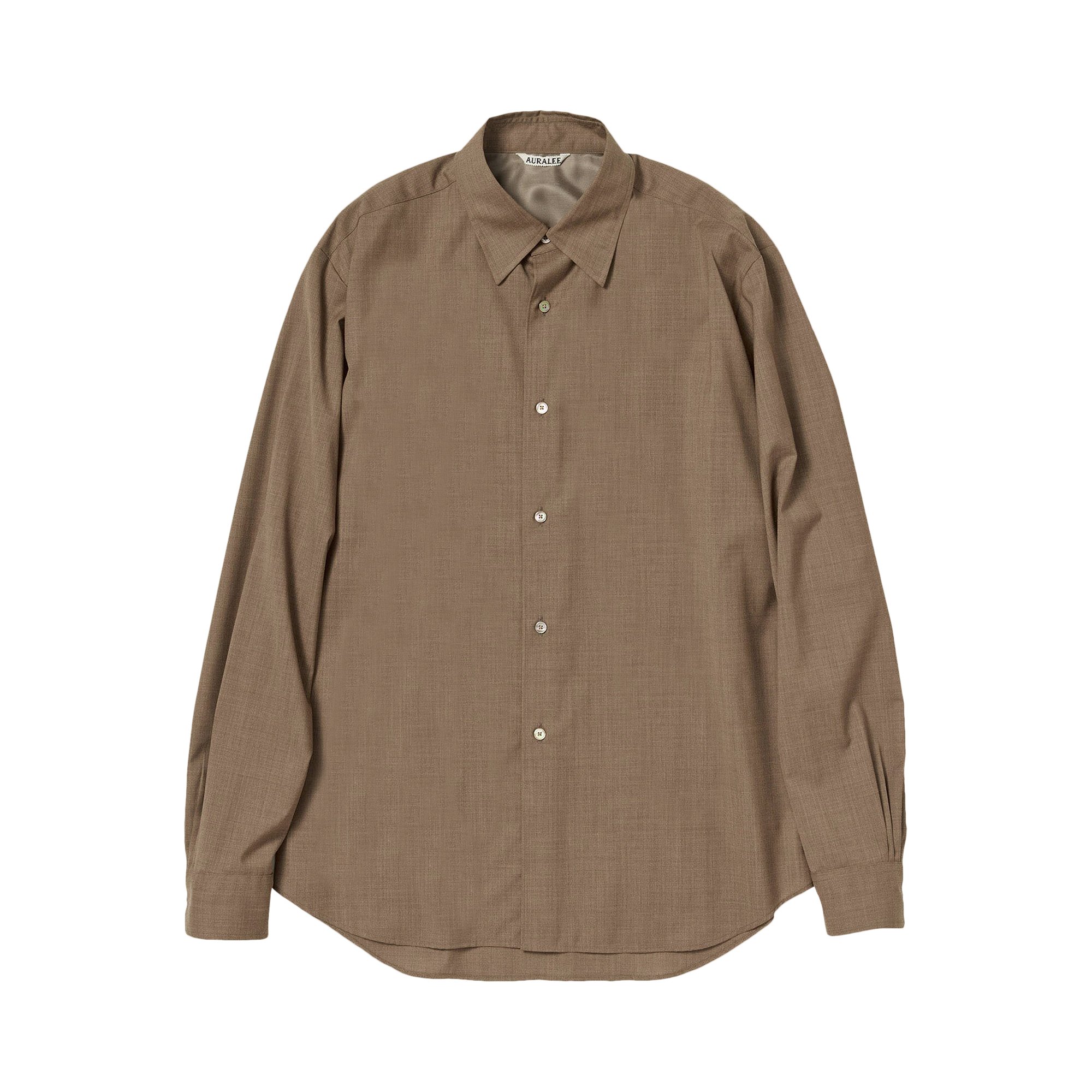 Buy Auralee Super Fine Tropical Wool Shirt 'Top Brown' - A23SS03WT