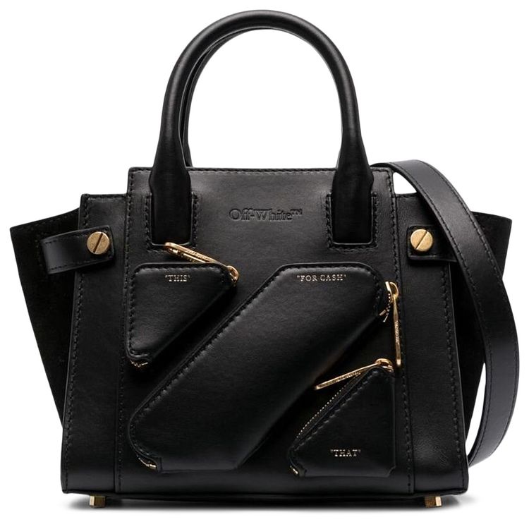 Off White Small City Leather Tote Bag Black