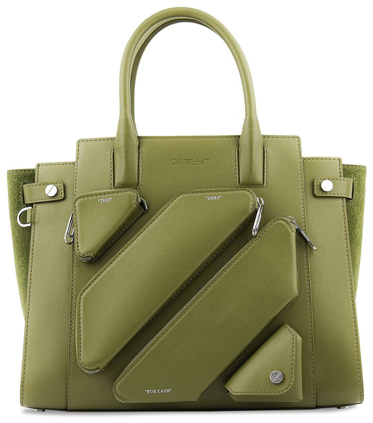 Off White City Leather Tote Bag Military