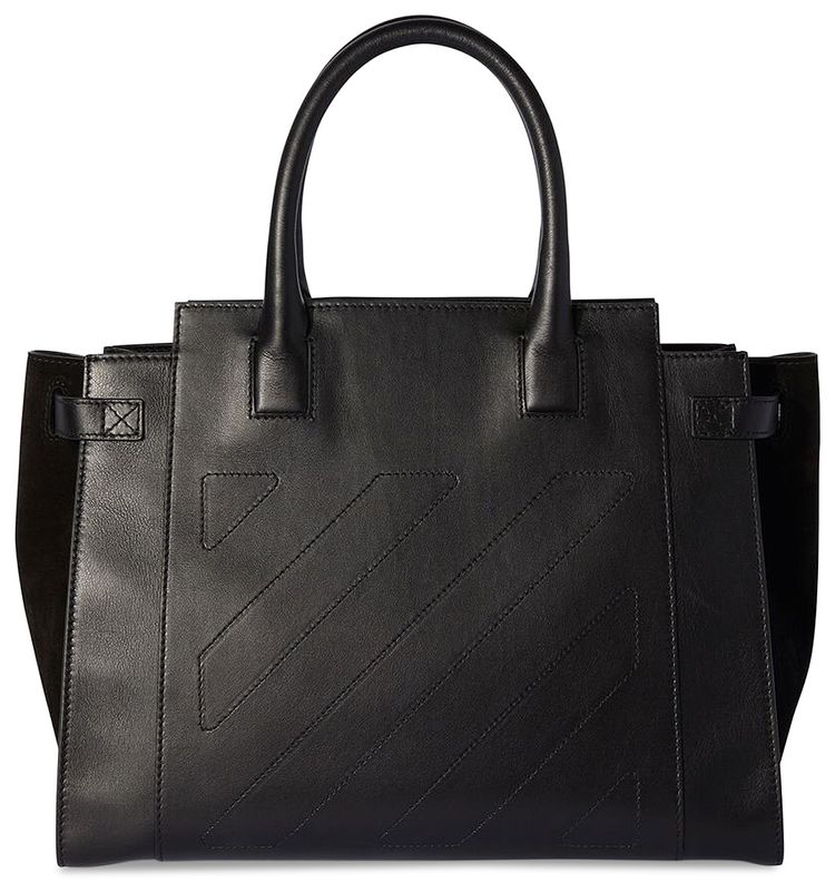 Off White City Leather Tote Bag Black
