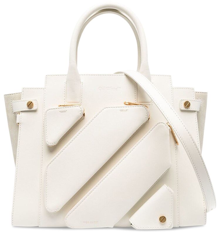 Off White Large City Leather Tote Bag White