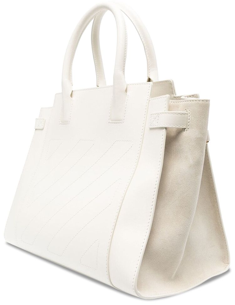Off White Large City Leather Tote Bag White