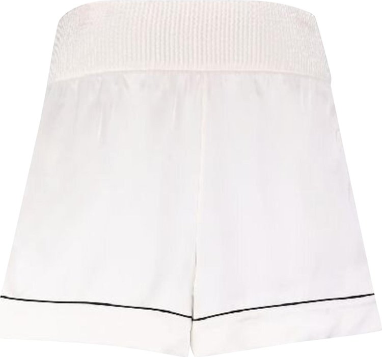 Off White Satin Pajama Shorts White