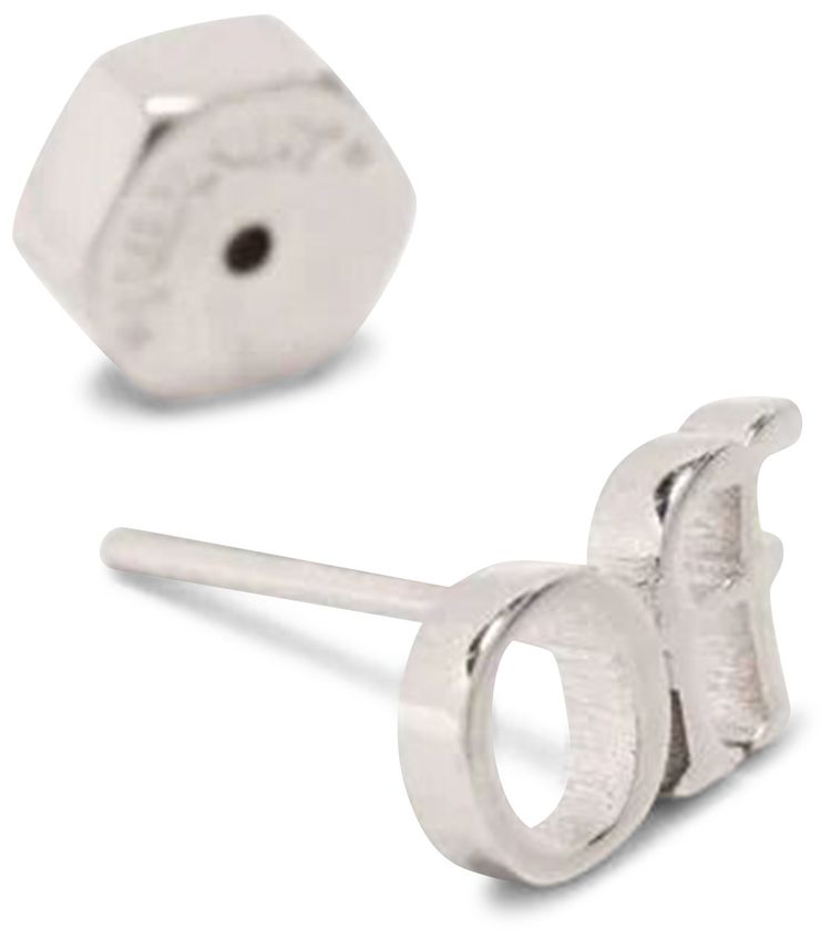 Off White Logo Mono Earring Silver