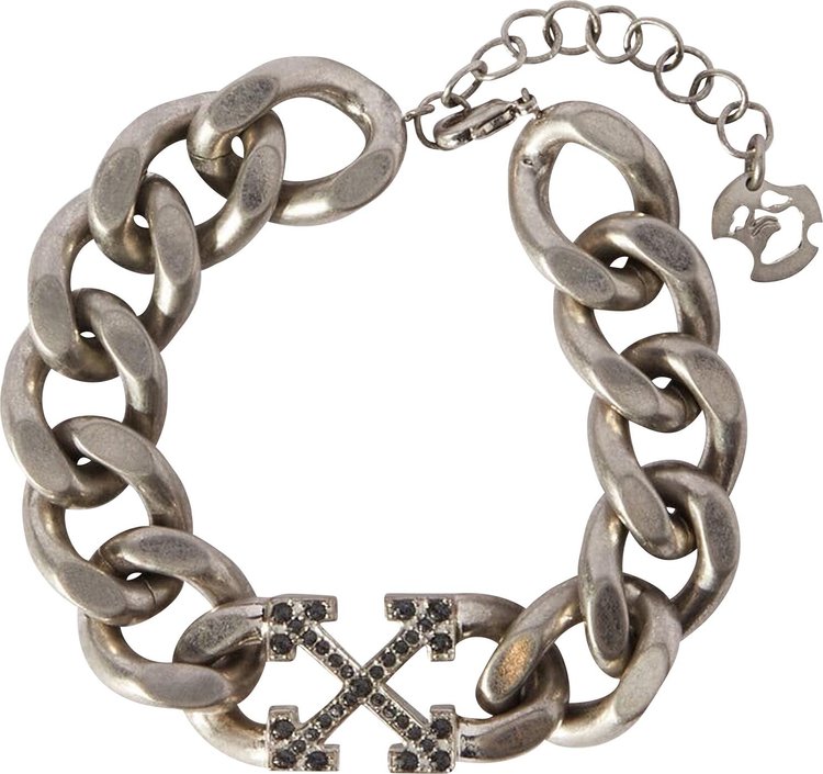 Off-White Crystal Arrow Chain Bracelet 'Silver/Black'