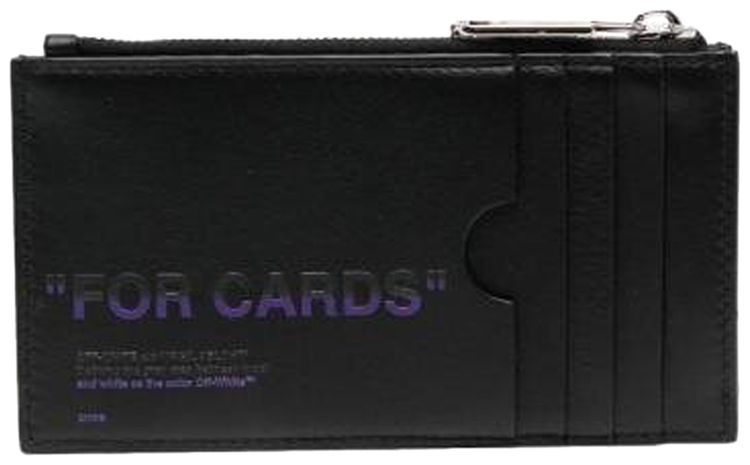 Off White Quote Zipped Card Case BlackPurple