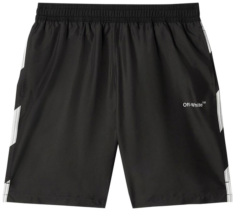 Off White Diag Surfer Swimshorts BlackWhite