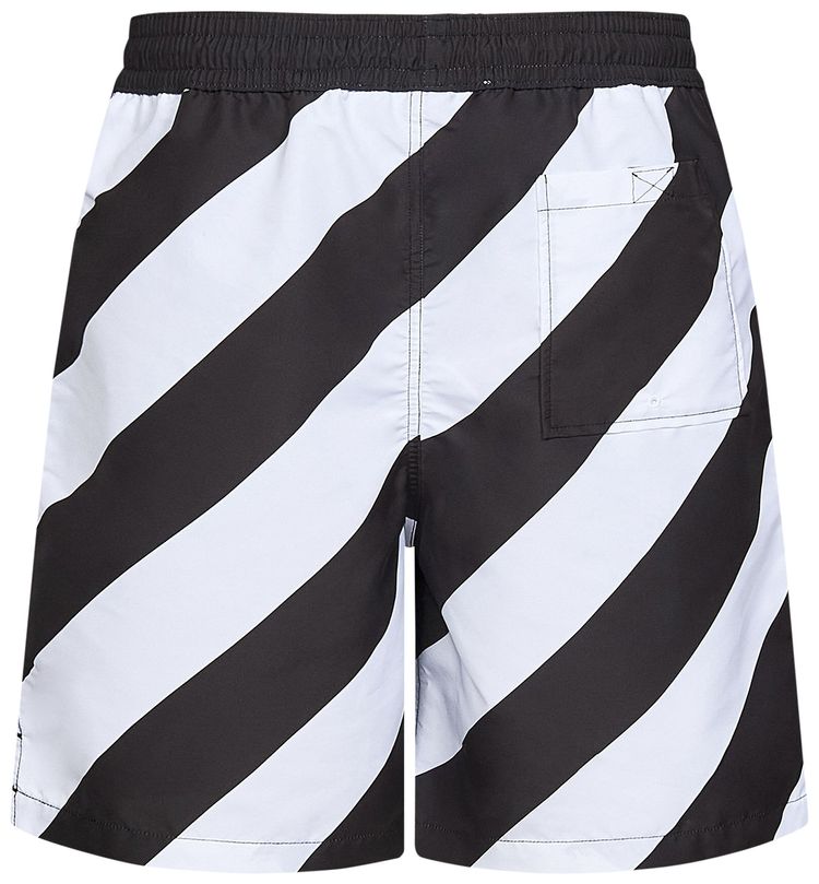 Off White Diag Surfer Swimshorts BlackWhite