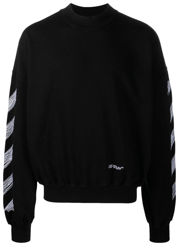 Off White Scribble Diag Boxy Crewneck BlackWhite