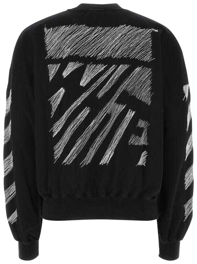 Off White Scribble Diag Boxy Crewneck BlackWhite