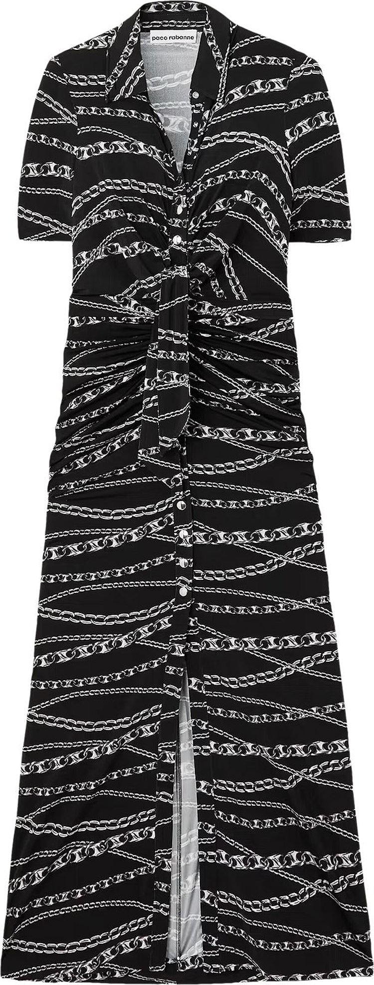 Paco Rabanne Chain Print Midi Skirt Dress 'Black/Silver Chain Print'