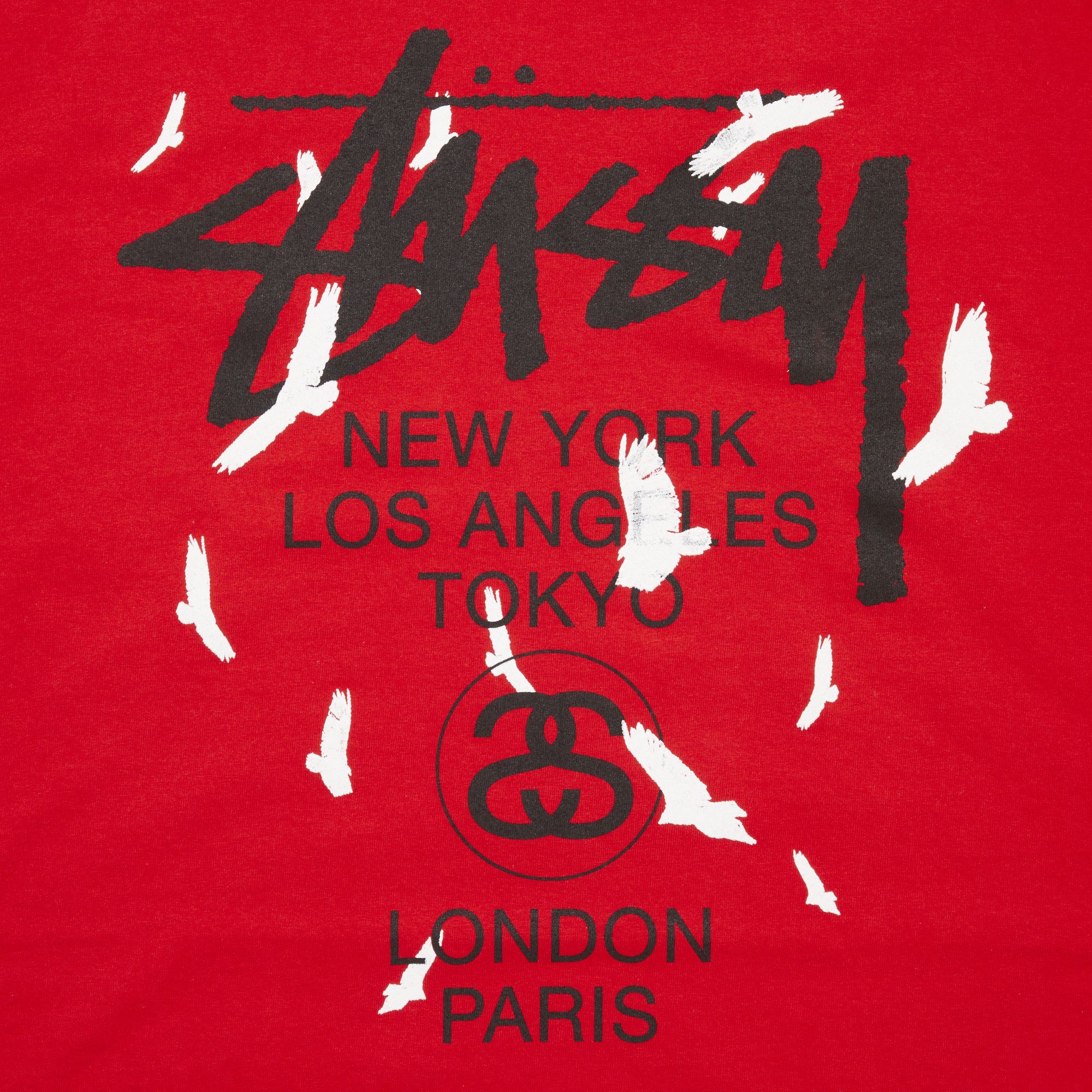 ストゥーシー 鳥T Buy Stussy World Tour Birds Tee 'Brite Red' - 1903267 BRRD