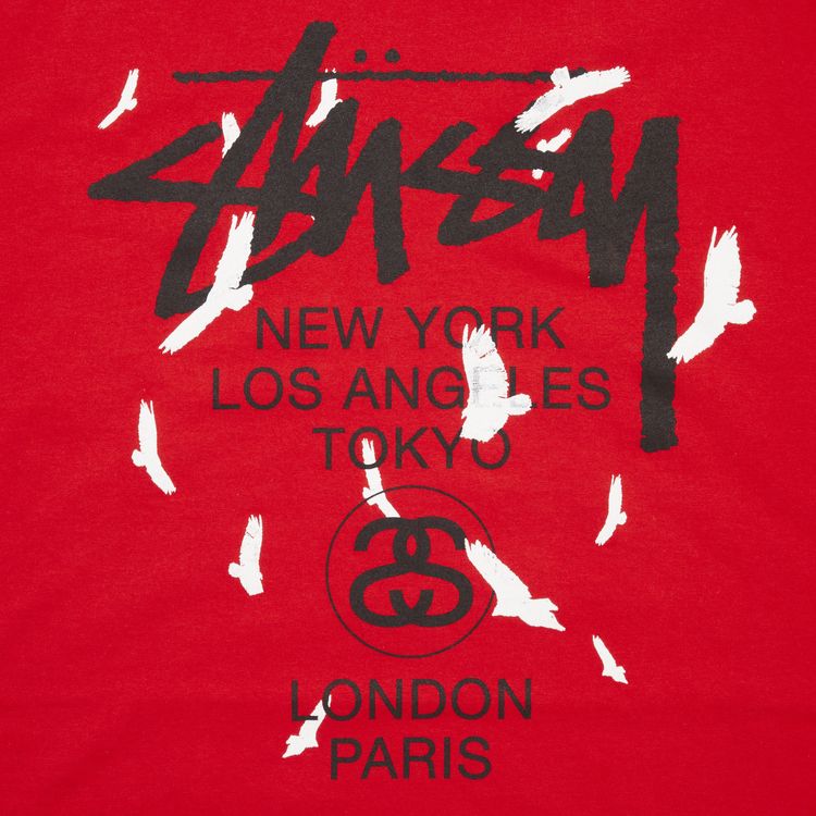 Stussy World Tour Birds Tee Brite Red